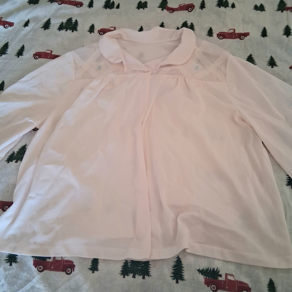 Vintage 50s/60s Pastel Pink Women's Sleep Shirt Short Sleeve Size S